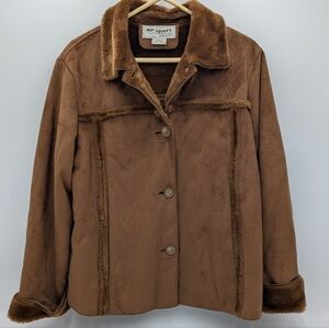 Vintage Regent Park Faux Suede Fur Boho Western Barn Jacket Large Camel Buttons